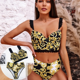 Bikini phối ren in hoạ tiết quyến rũ thời trang mùa hè cho nữ