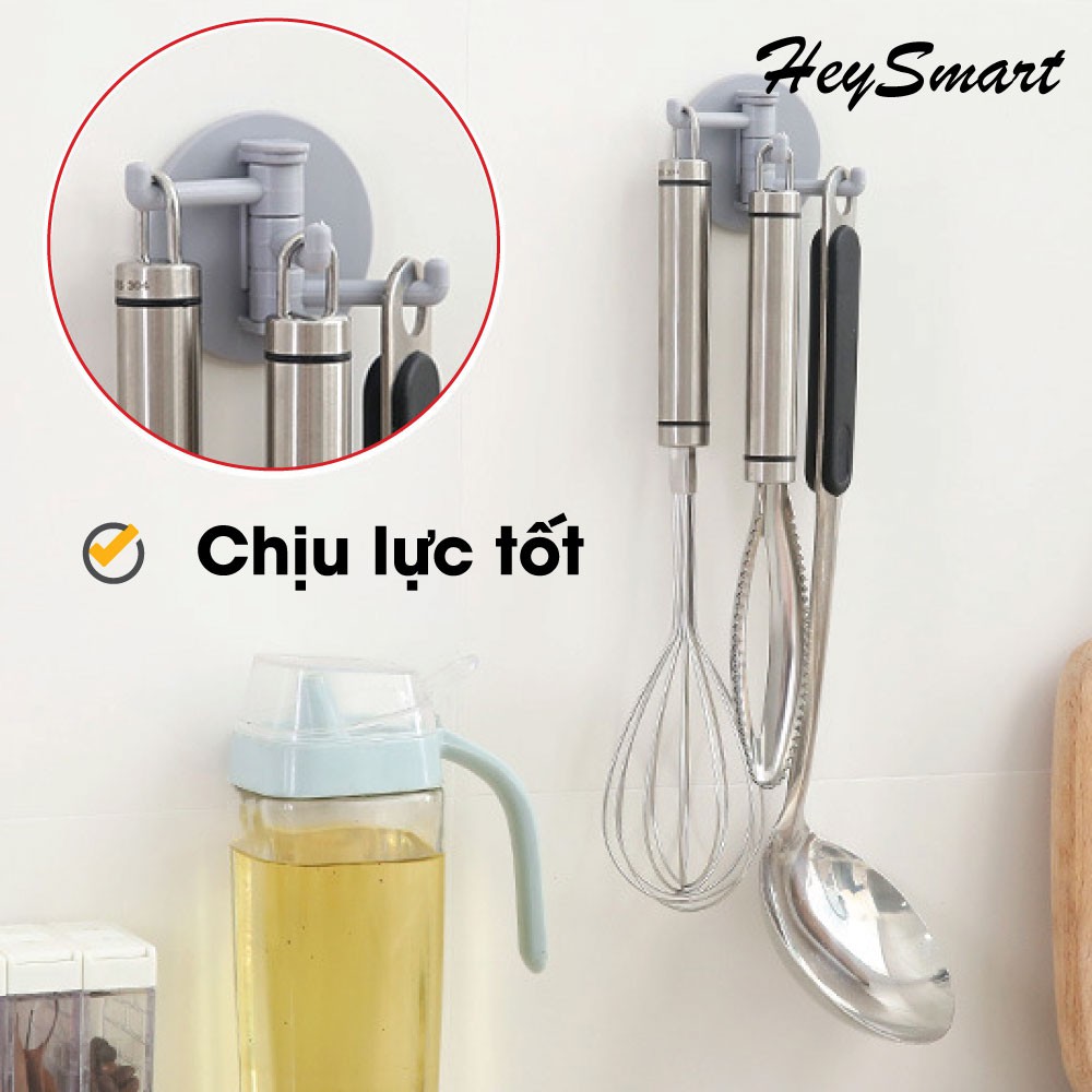 Móc treo 3 nhánh treo đồ vật siêu dính, móc xoay 3 chấu dán tường treo tiết kiệm không gian (giao màu ngẫu nhiên)