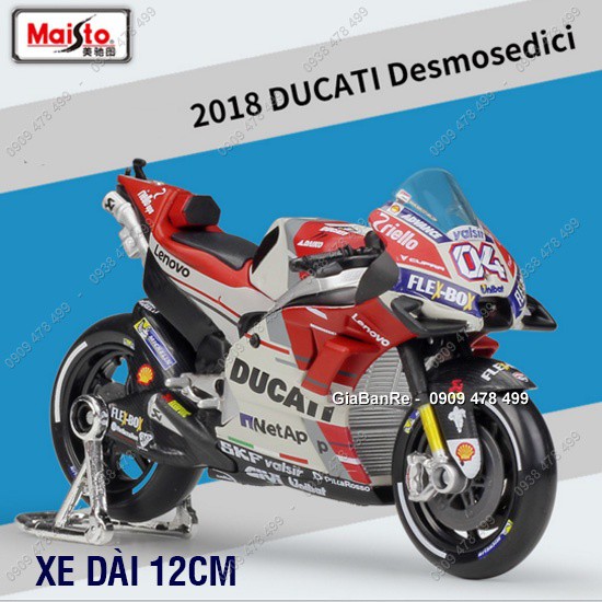 Xe Mô Hình Moto Gp Ducati 04 Desmosedici Tỉ Lệ 1:18 - Trắng Đỏ 2018 - Maisto - 87732
