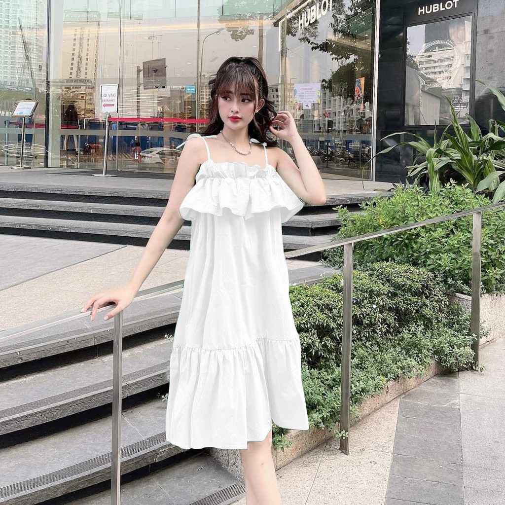 Đầm Babydoll Ulzzang Hai Dây AlvinStore💖 Đầm Bầu Hai Dây💖 Váy Babydoll 2 Dây Màu Hồng, Trắng, Xanh 12002