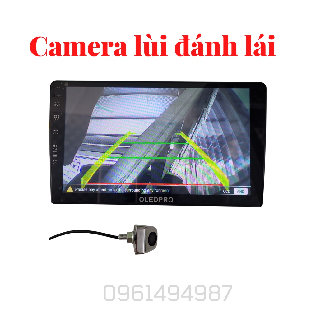 Camera lùi đánh lái vô lăng AHD mạ crom chống nước Tích hợp cho màn hình ô tô Android đánh lái siêu nhạy theo vô lăng