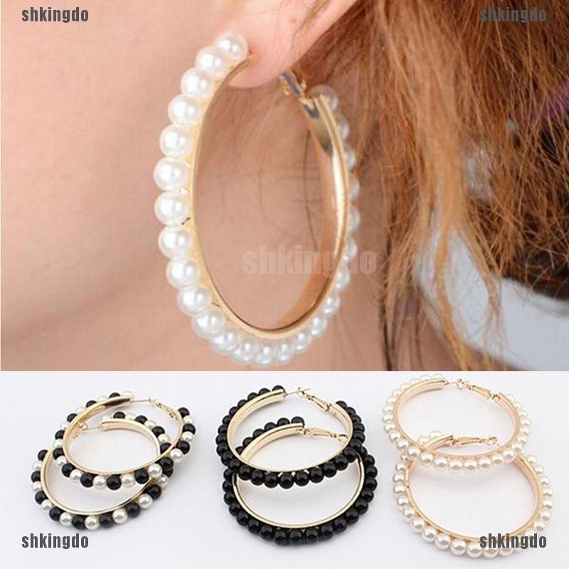 Khuyên Tai Mạ Vàng Đính Ngọc Trai Nhân Tạo Thời Trang