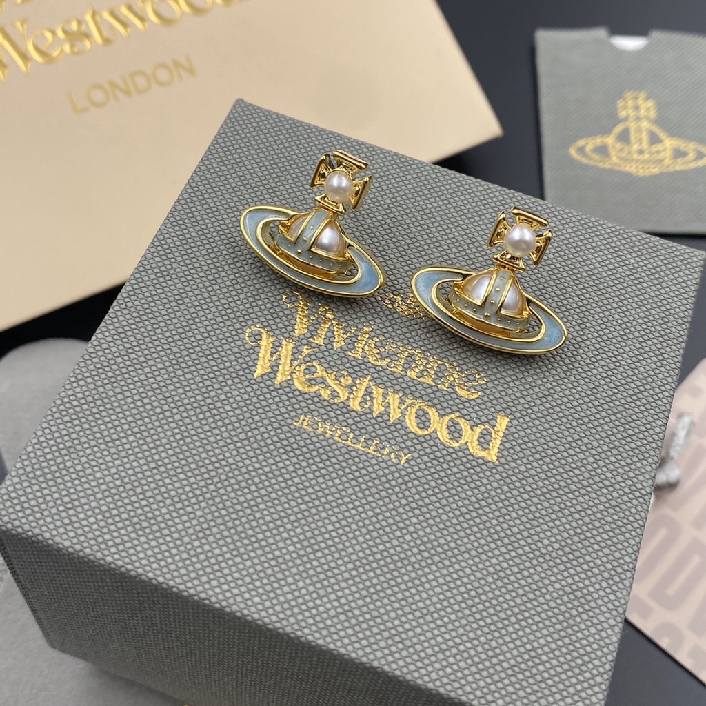 Khuyên Tai Tròn Khắc Chữ Vivienne Westwood Bằng Thép Titan Thời Trang Cho Nữ
