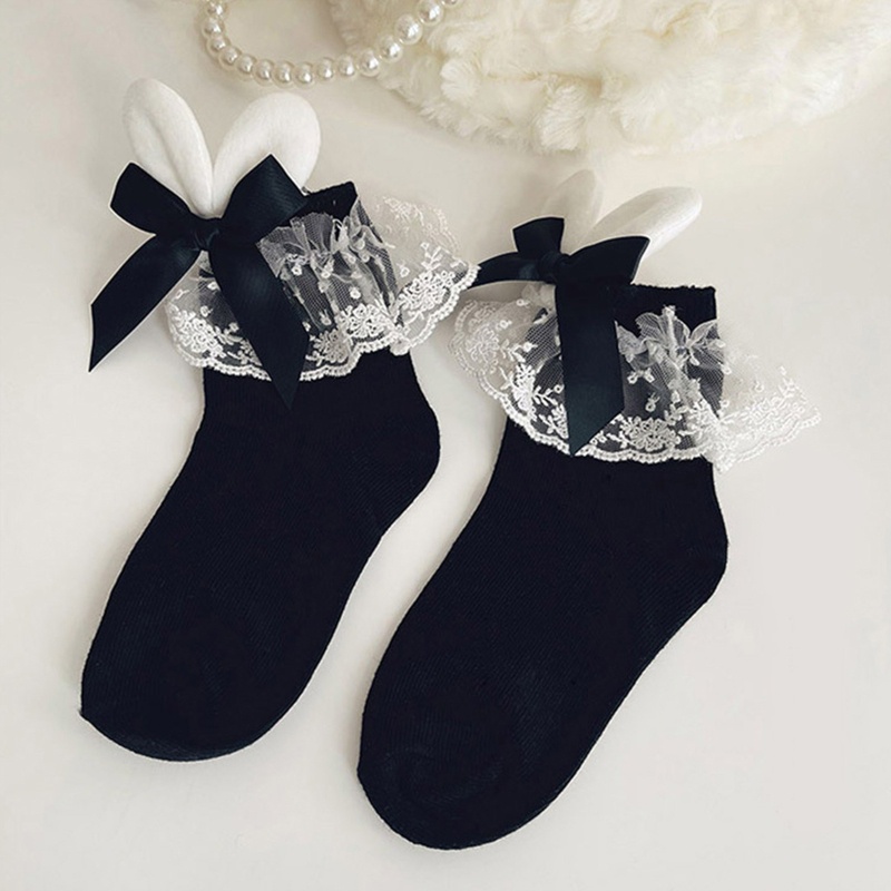 Đôi Tất Chân Cotton Trang Trí Ren Hoa Dễ Thương Cho Bé Gái