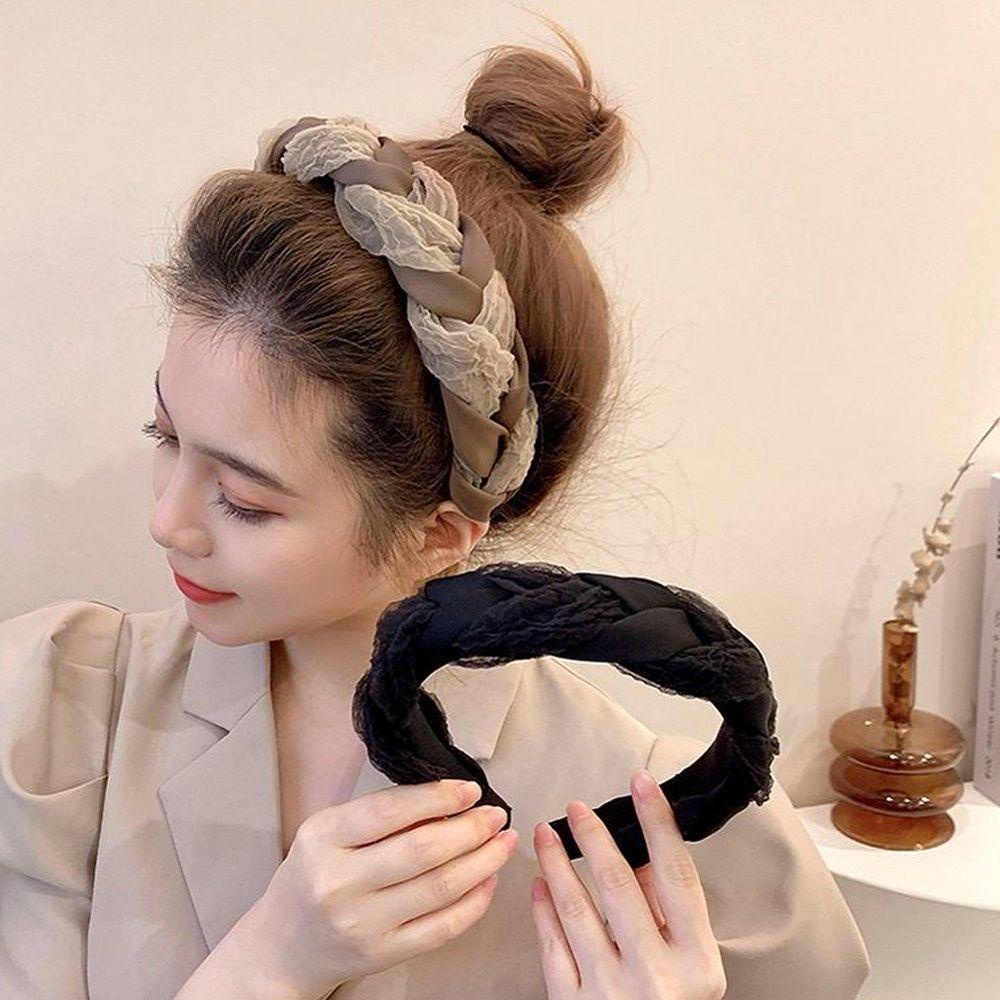 NICKOLAS Băng Đô Cài Tóc Bản Rộng Bằng Vải Organza Thanh Lịch Ngọt Ngào Cho Nữ