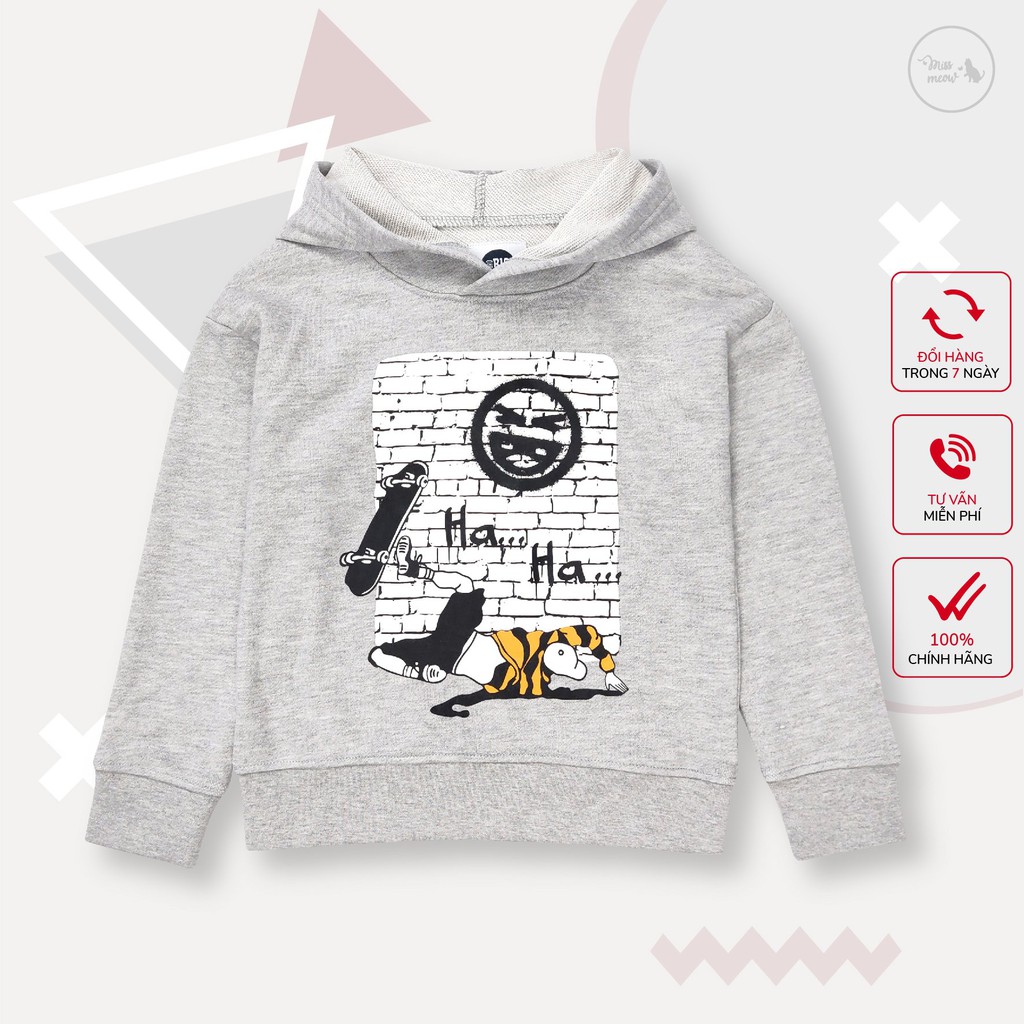 [Made in Vietnam] Áo Nỉ Bé Trai BigFox Áo Thu Đông Cho Bé Dài Tay Có Mũ Hoodie Size Đại In Trượt Ván Ha Ha 7-11