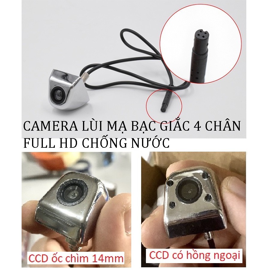 Camera lùi CCD MẠ bạc HD có hồng ngoại chống nước chân 4 chấu thang chia vạch khoảng cách thông minh