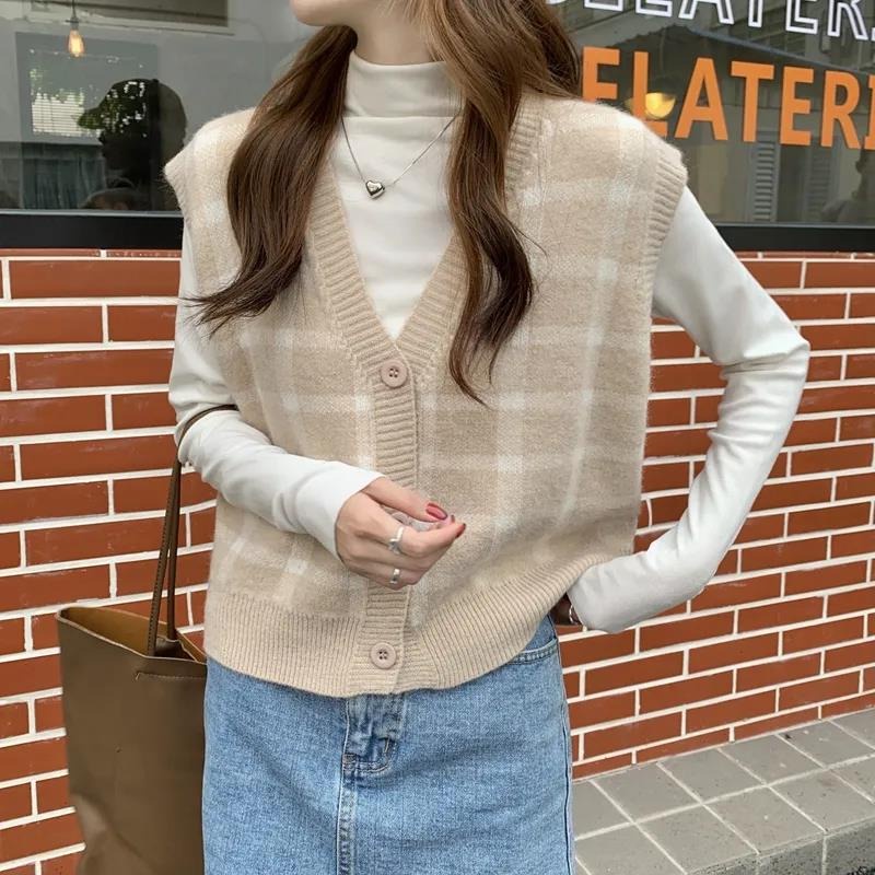 Áo cardigan NZN dệt kim sát nách 4 màu sắc tùy chọn phong cách Hàn Quốc retro thời trang dành cho nữ