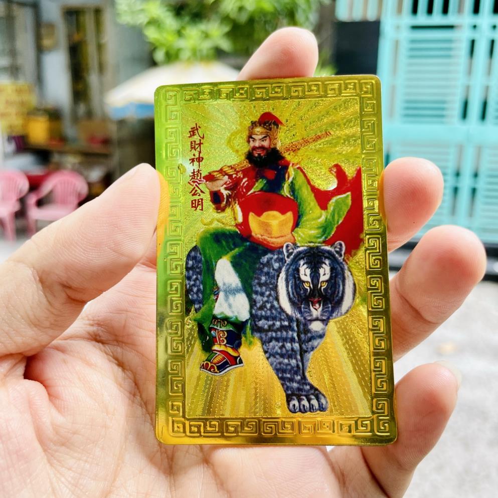 Thẻ Kim Bài Quan Thế Âm, Phật Thích Ca, Ngũ Lộ Thần Tài Khai Lộc, Thần Tài Triệu Công Minh Plastic Mạ Vàng Phong Thủy
