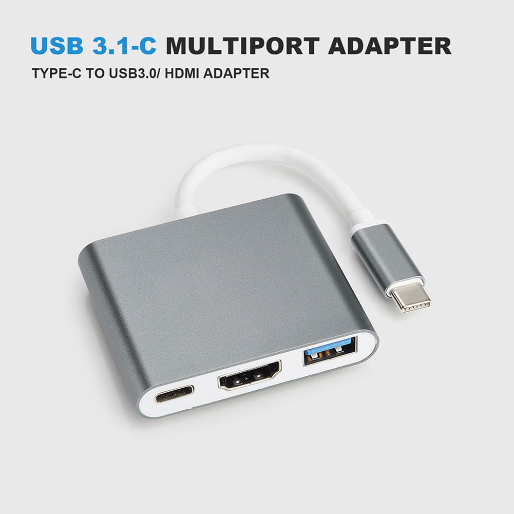 Type C Male to Type C Female 4K HDMI USB 3.0 Hub Adapter for Macbook Pro/Air