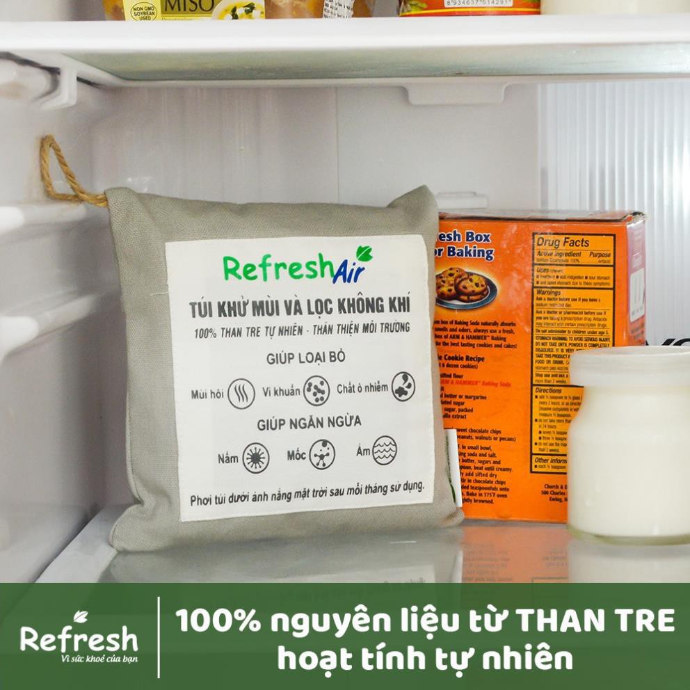 Túi than hoạt tính diệt khuẩn khử mùi lọc không khí cho phòng khách, ngủ, … 100% than tre tự nhiên- REFRESH AIR