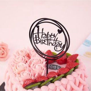 Que, thẻ Mica Happy Birthday, que cắm meca, topper cake, topper cắm bánh kem, bánh sinh nhật