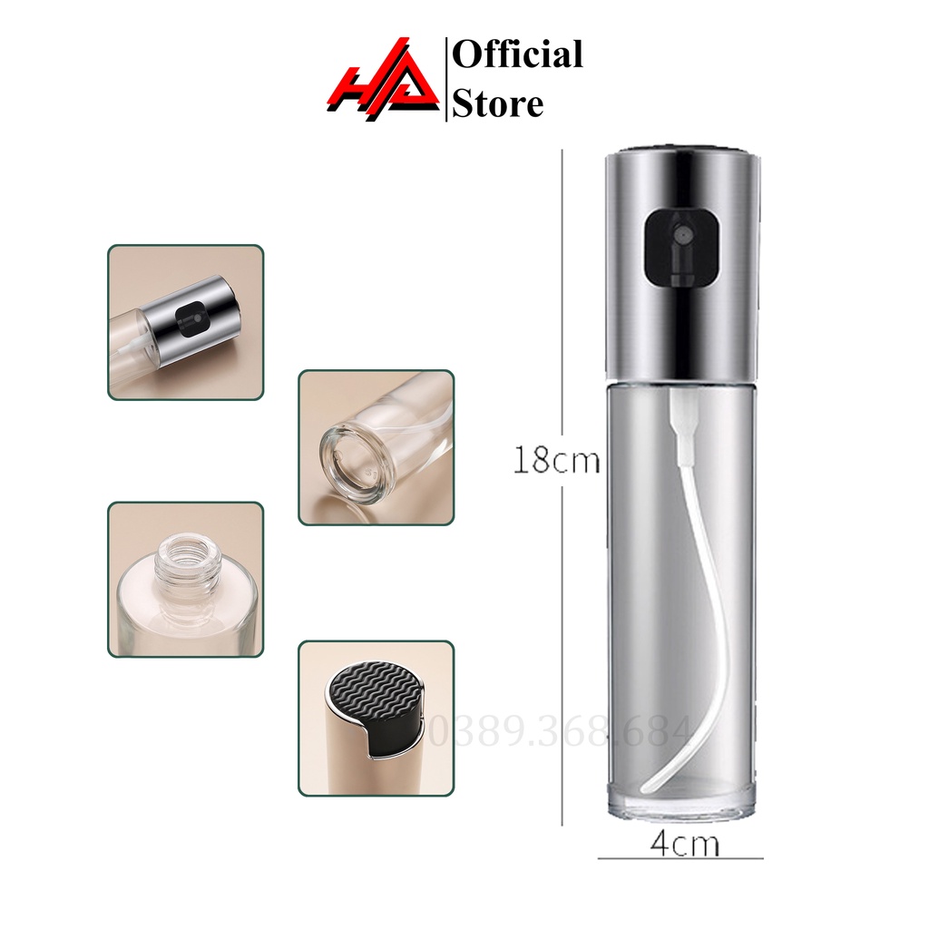 Bình xịt dầu ăn dạng phun sương, chai xịt dầu ăn cao cấp dung tích 100ml chất liệu thủy tinh - HAHA Store