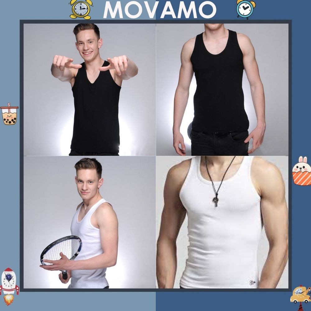 Combo 3 áo ba lỗ nam Movamo mỏng nhẹ thoáng khí ABL01