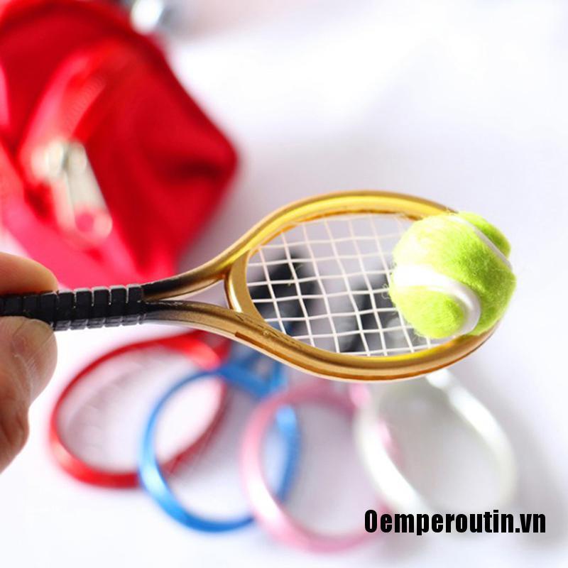 Oemperoutin❤1 Set 1/6 1/12 Miniature Children Garden Mini Tennis Racket Ball Gift Doll House