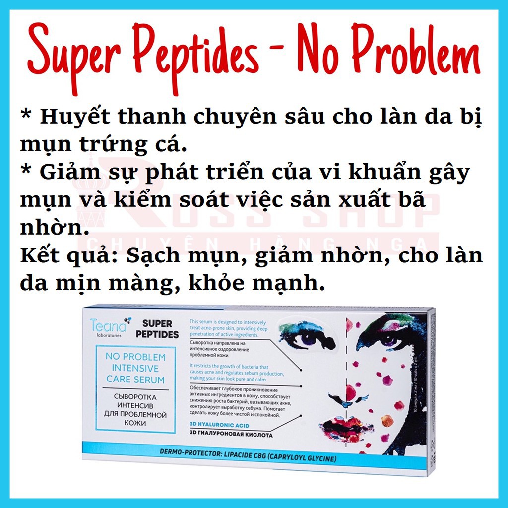 Serum Teana Super Peptides Các Loại Asap - No Problem - Anti Redness - Crystal Skin