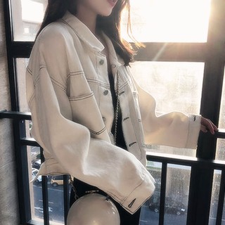 (Hàng Đẹp-2 mẫu)Ảnh thật 4 hình cuối-Áo khoác denim dáng ngắn phong cách Hàn Quốc