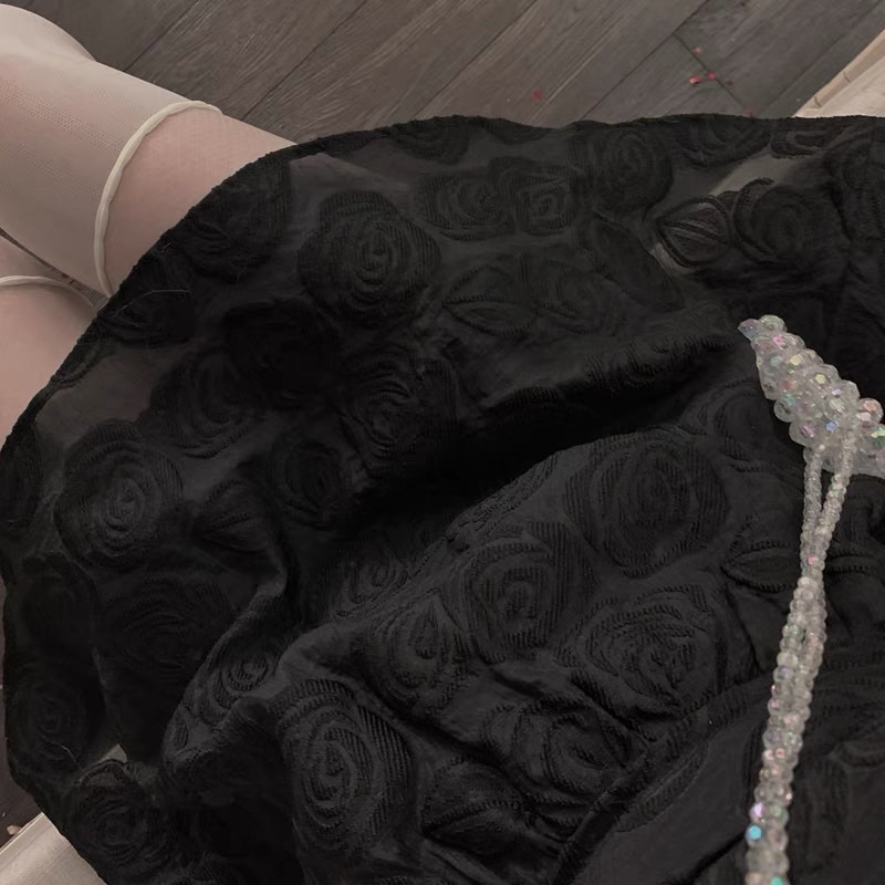 Váy Công Chúa Đen Nơ Hồng Thắt Lưng Babygirl