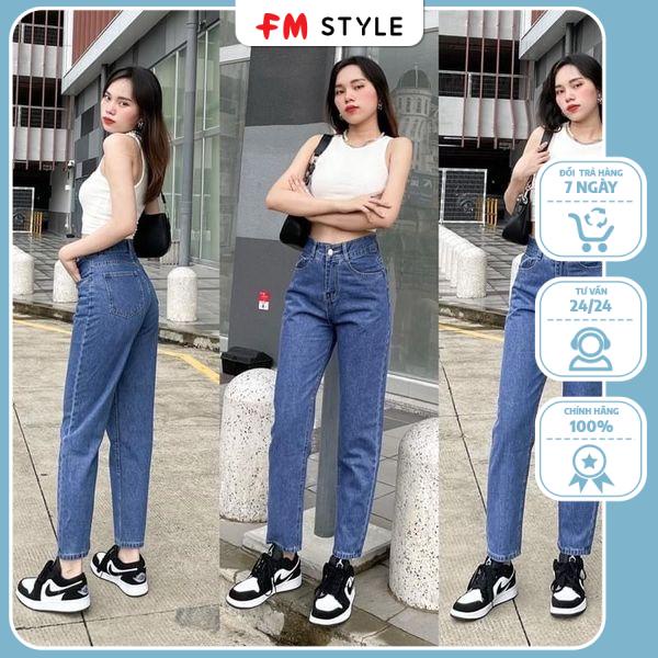 Quần jean nữ baggy trơn lưng cao phong cách Hàn Quốc fmstyle, quần baggy nữ lưng cao | Fmstyle Shop 