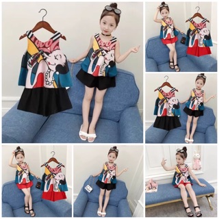 Set áo thun 3 lỗ và quần short cho bé gái