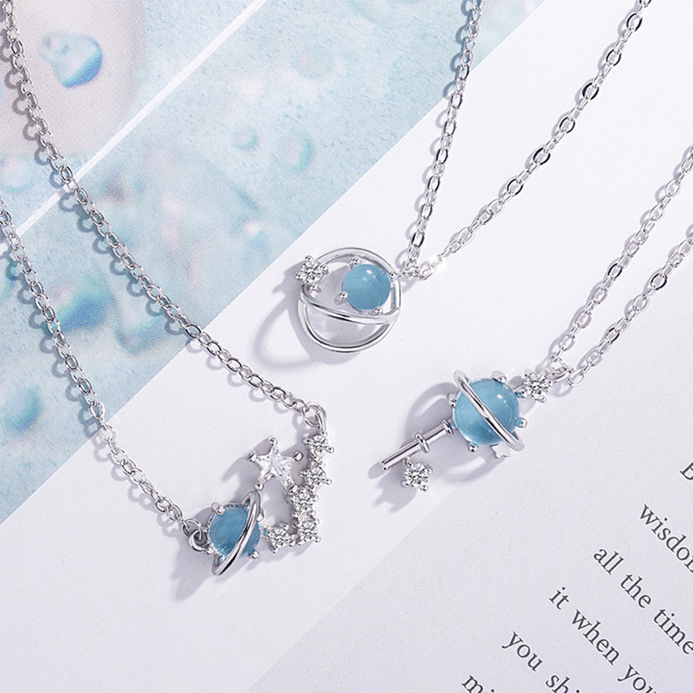 Vòng Cổ Mặt Chìa Khoá Đính Đá Sapphire Xanh