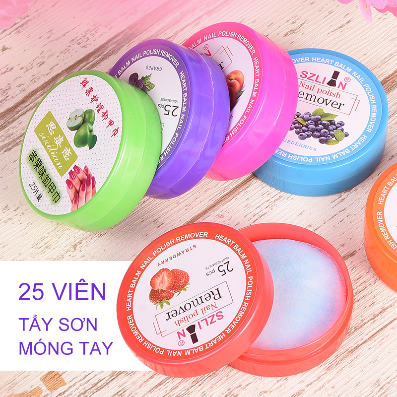 25pcs Tẩy sơn móng tay hương trái cây làm sạch dưỡng ẩm cho móng-URBXJJ