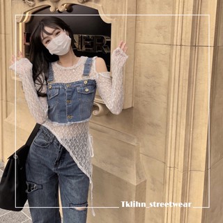Set áo jeans crotop ulzzang phong cách retro đường phố FASHIONITA 2021 KÈM 2 ẢNH THẬT CUỐI