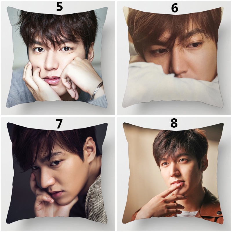 Vỏ gối polyester hai mặt in hình Lee Min Ho K-pop kích thước 45x45cm