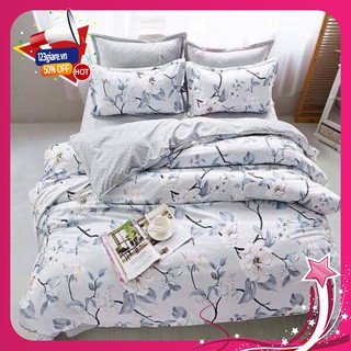 Bộ vỏ chăn, ga, gối nằm kèm vỏ gối ôm chất liệu cotton poly
