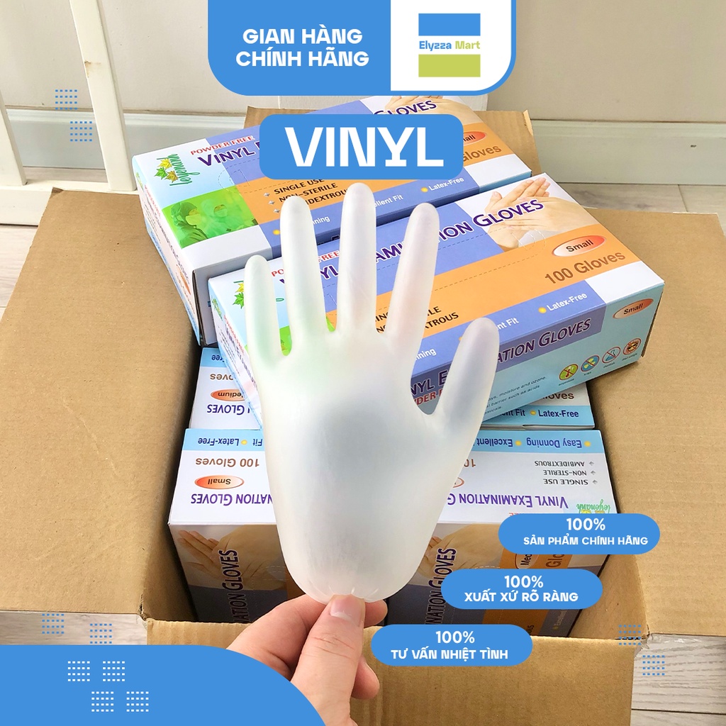 Găng Tay Y Tế Vinyl Trắng Trong Không Bột Chuyên Dùng Trong Thực Phẩm