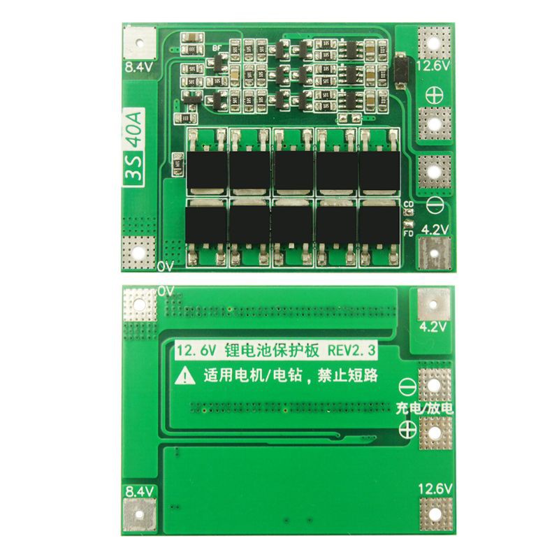 Mô đun bộ sạc pin lithium 3S 40A bảo vệ PCB BMS cho động cơ khoan 12.6V có cân bằng