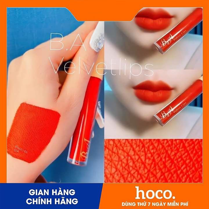 Son B.A Beauty Chính Hãng màu Đỏ Cam(tặng hủ dưỡng môi thảo mộc Colagen)