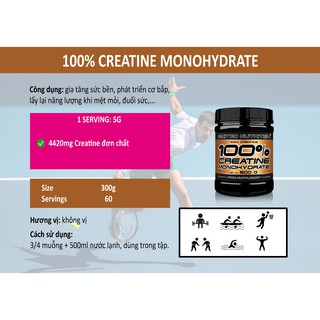 SCITEC 100% CREATINE MONOHYDRATE (Creatine đơn chất, tăng sức bền)