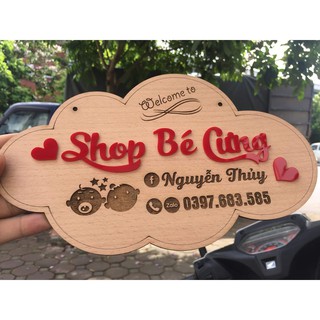 Bảng Gỗ Trang Trí - Khắc Tên Thương Hiệu Shop - Thiết Kế Theo Yêu Cầu