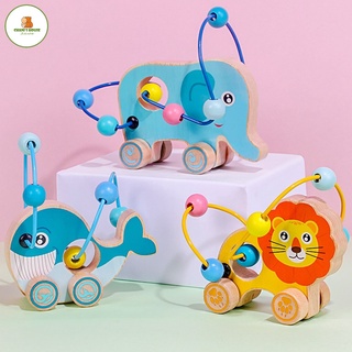 ĐỒ CHƠI LUỒN HẠT KẾT HỢP XE HÌNH NHIỀU LOẠI ĐỘNG VẬT ĐÁNG YÊU BẰNG GỖ