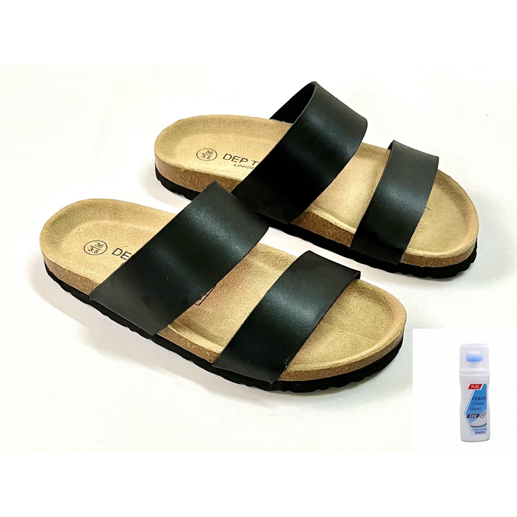 Dép Đế Trấu 2 Quai Ngang/Màu Đen/ Nam Nữ - Chuẩn Châu Âu - DTT0010