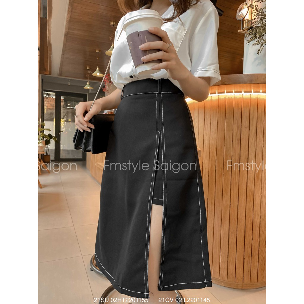 Chân váy dài Ulzzang xẻ trước Vintage Fmstyle Saigon 21CV02IL2201 | BigBuy360 - bigbuy360.vn