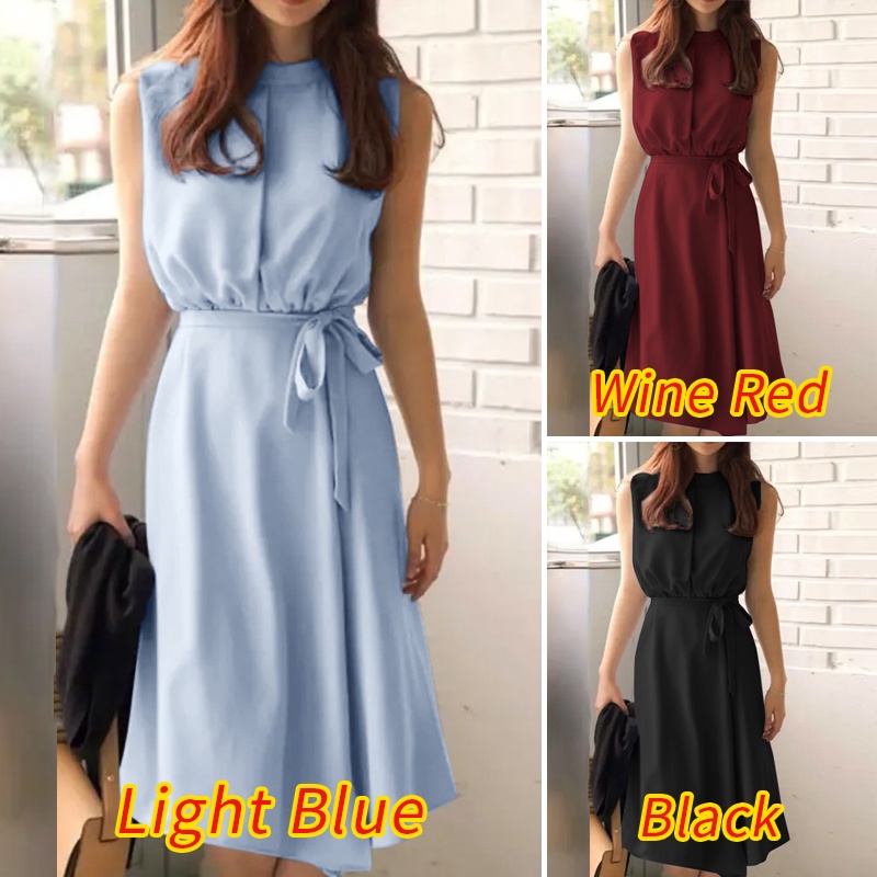 Đầm lửng Zanzea không tay ôm eo phong cách hàn quốc thanh lịch cho nữ