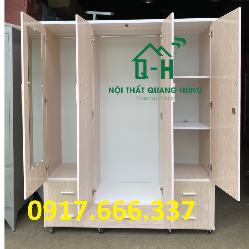 TỦ QUẦN ÁO NHỰA ĐÀI LOAN 1M8X1M4 MÀU SỒI TRẮNG