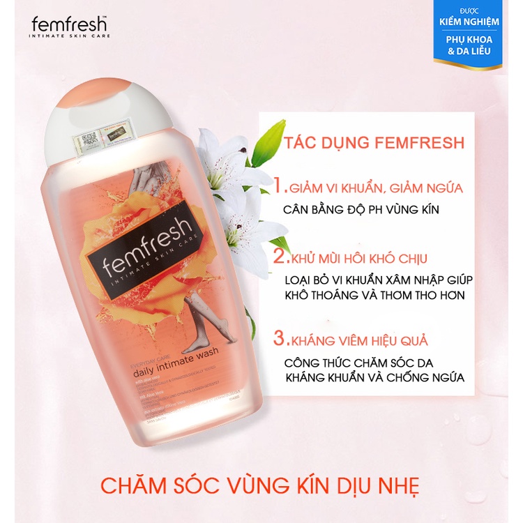 Dung Dịch Vệ Sinh Phụ Nữ Femfresh,Sạch Thơm Suốt Ngày Dài Femfresh 250ml Anh Quốc