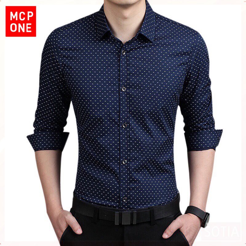 Áo sơ mi nam chấm bi KOREA dài tay cổ bẻ mặc siêu mềm mại và thoải mái, giá cả siêu tốt - MCPONE | BigBuy360 - bigbuy360.vn