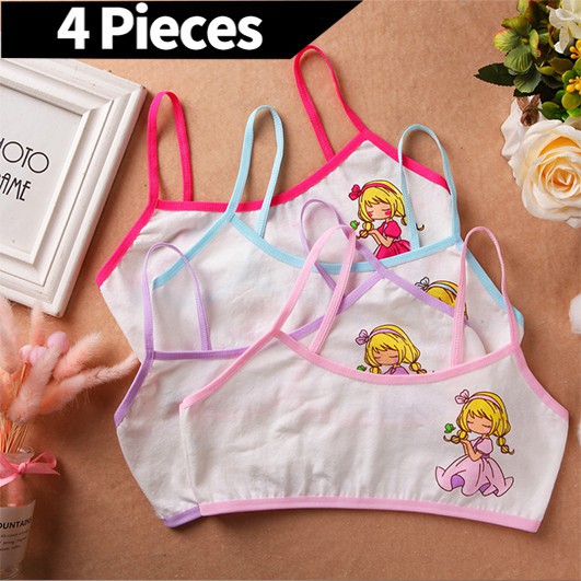 Set Đồ Lót 4 Món Bằng Cotton Mềm Mại Cho Bé Gái 8-15 Tuổi