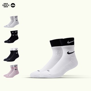 Tất Double Layer ✔️ ✔️ Một Tất Hai Layer Swoosh Vớ Nam Nữ Cổ Trung Có Đệm Cushion Thoáng Khí - SSS