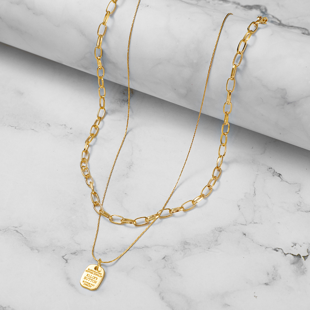 Vòng cổ choker mặt kim loại khắc chữ phong cách cổ điển cho nữ