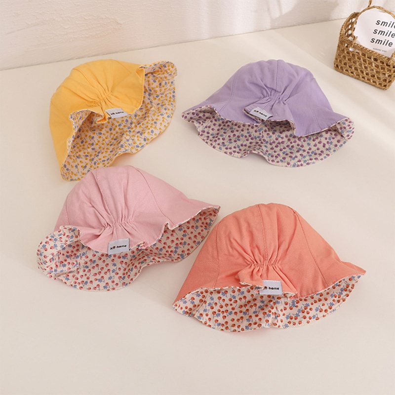 Nón Bucket Hai Mặt Họa Tiết Hoa Thời Trang Đi Biển Mùa Hè Cho Bé