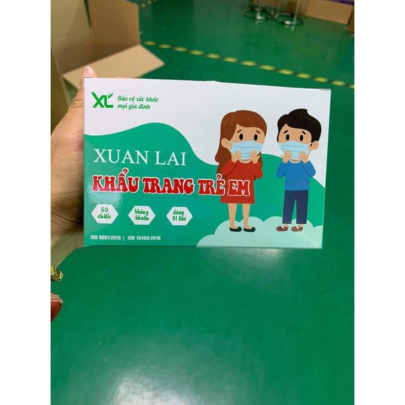 1 HỘP 50 CHIẾC KHẨU TRANG TRẺ EM 3 LỚP KHÁNG KHUẨN CHUẨN XUÂN LAI XL MASK | BigBuy360 - bigbuy360.vn