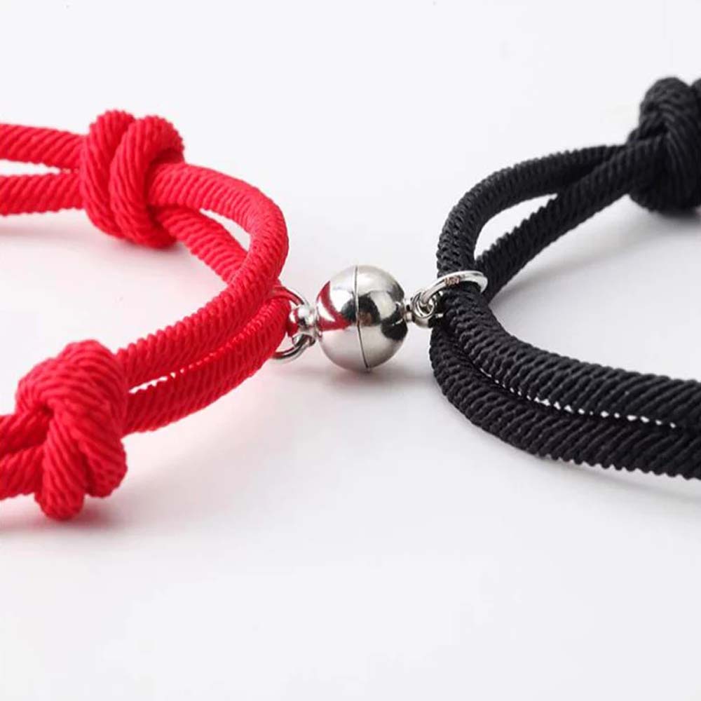 Set 2 vòng đeo tay bện dây mặt hình mặt trăng / mặt trời thời trang cho các cặp đôi