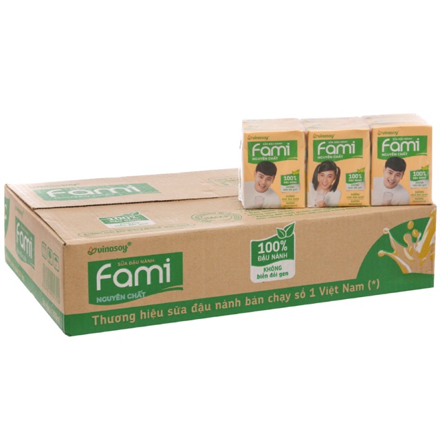 Thùng 36 hộp sữa Fami Nguyên Chất / Canxi 200ml