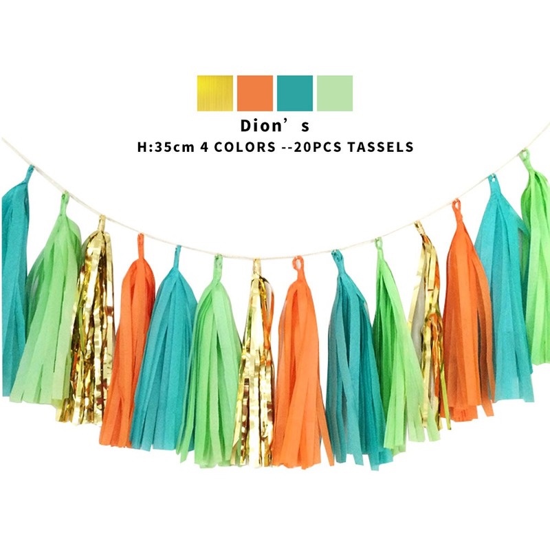 Set 5 Dây Tua Rua Giấy Nhiều Màu Sắc Dùng Trang Trí Tiệc Sinh Nhật / Tiệc Cưới / Sinh Nhật DIY