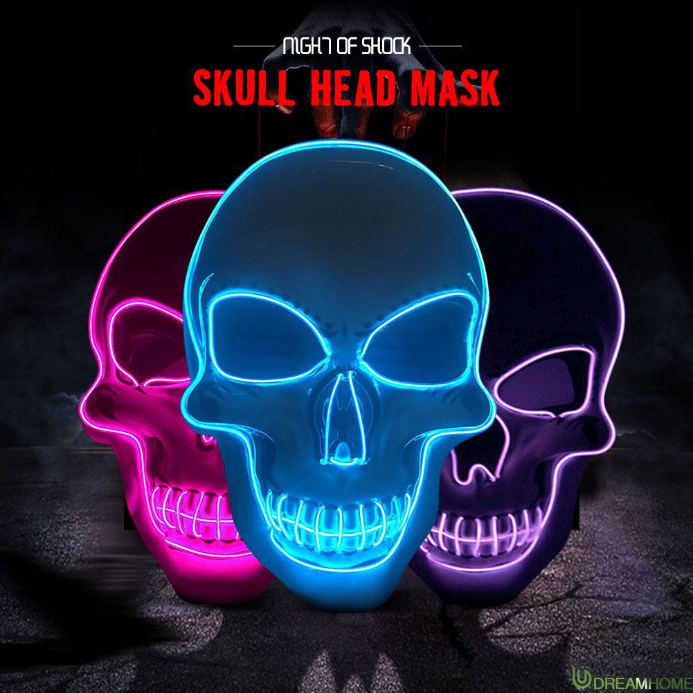 Mặt Nạ Hóa Trang Halloween Hình Đầu Lâu Có Đèn Led